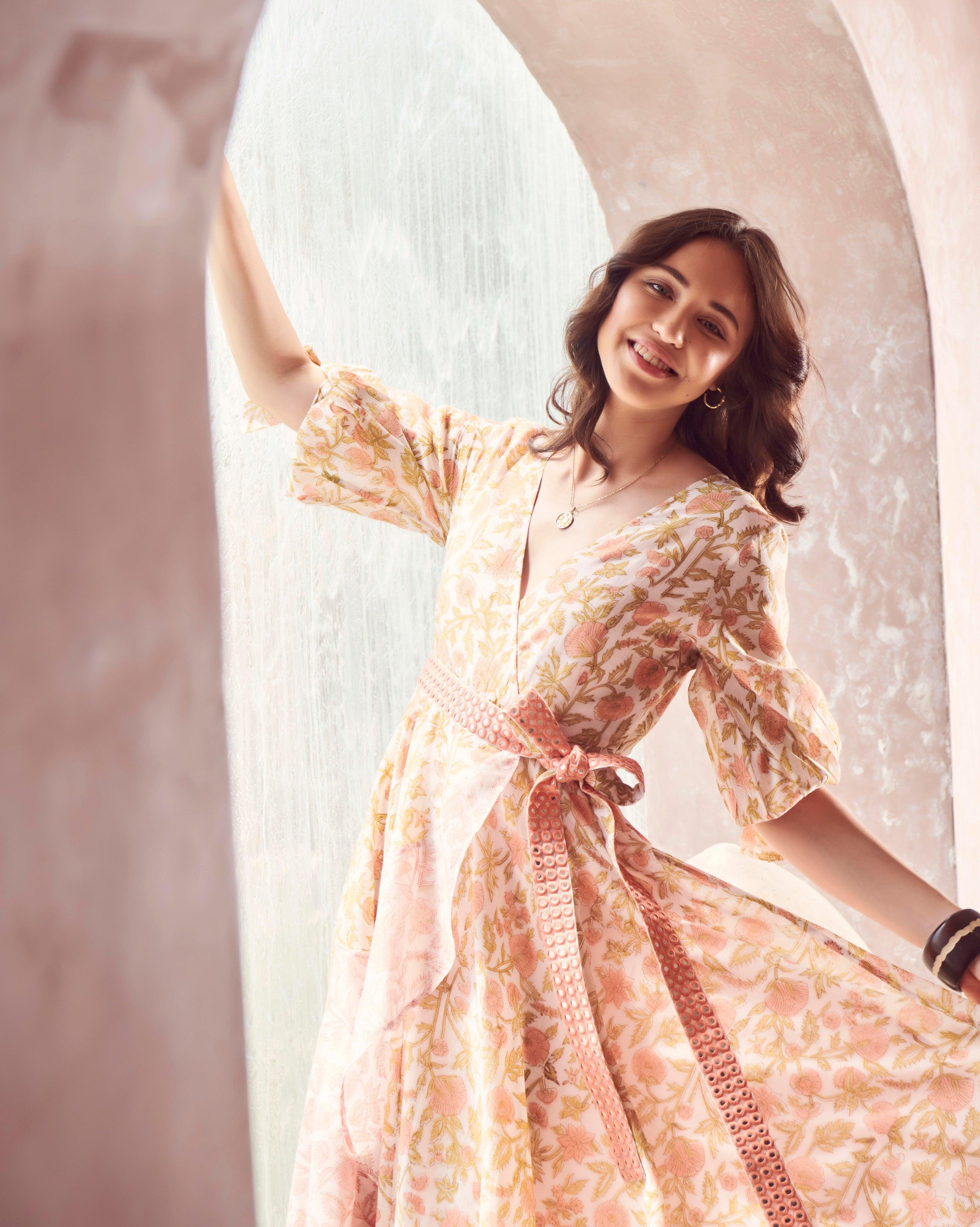 Marigold Long Wrap Dress - Anna in India