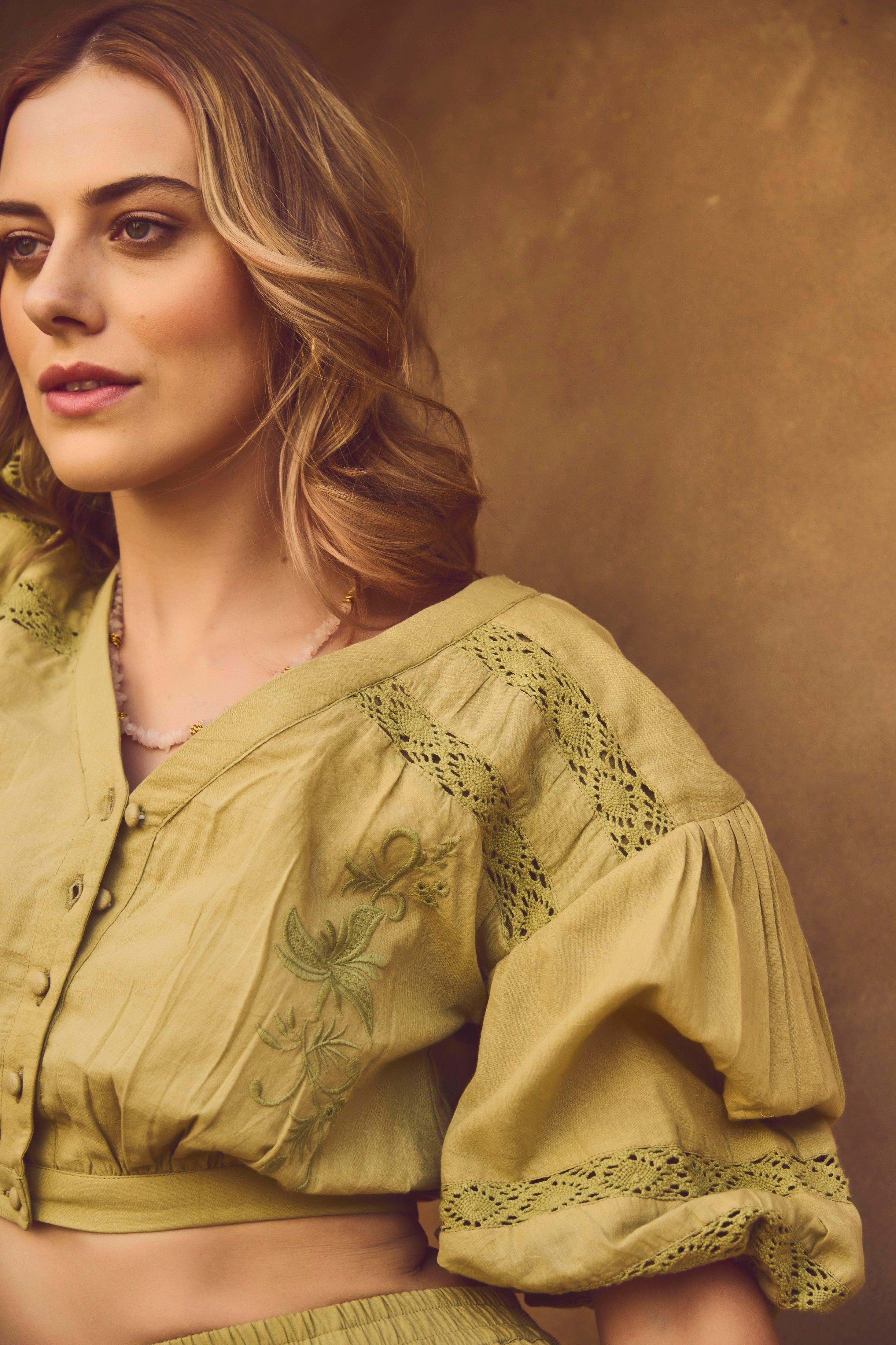 Orchid Puffy Lace Top