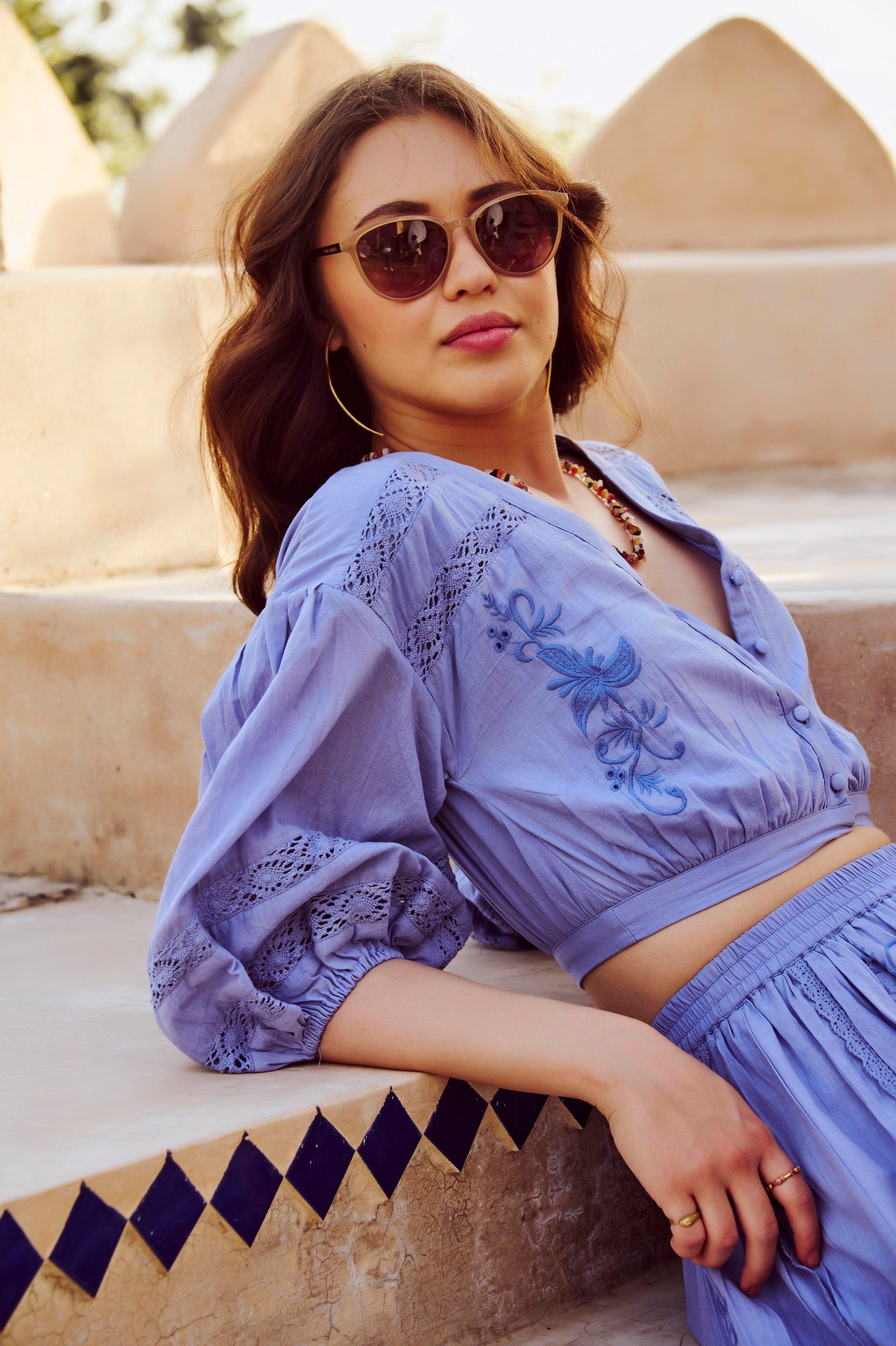 Orchid Puffy Lace Top